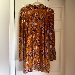Yellow Paisley Print Long Sleeve Midlength Mudd Juniors Dress Size Small